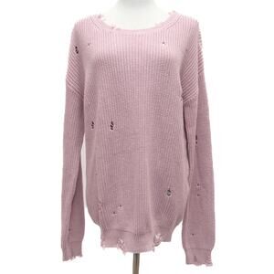 Revolve One Grey Day Purple Cashmere Blend Distressed Sweater Size Medium